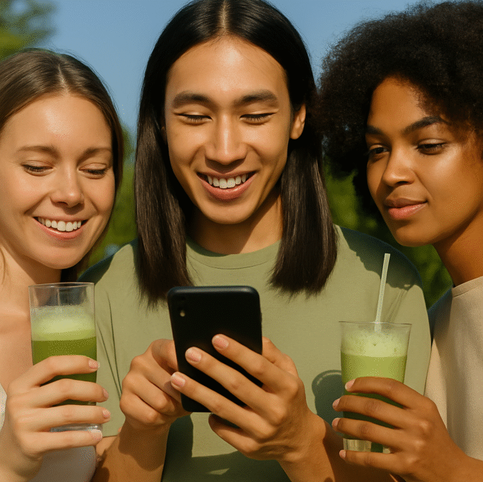 Jovens tomando matcha